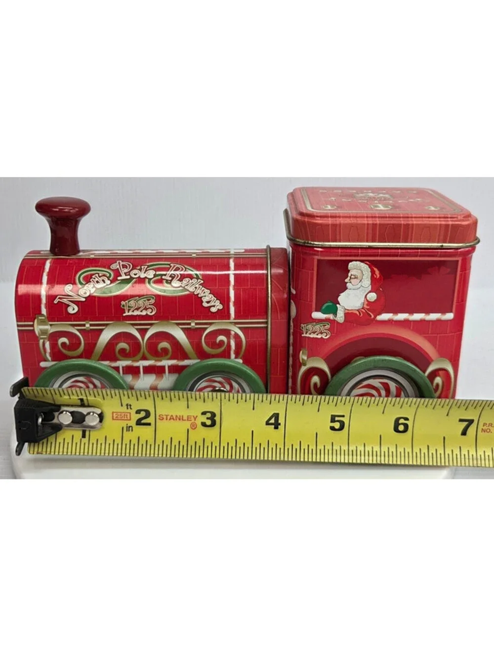 North Pole Railways 1225 Christmas Train Tin Holiday Express Metal LocomotiveVTG